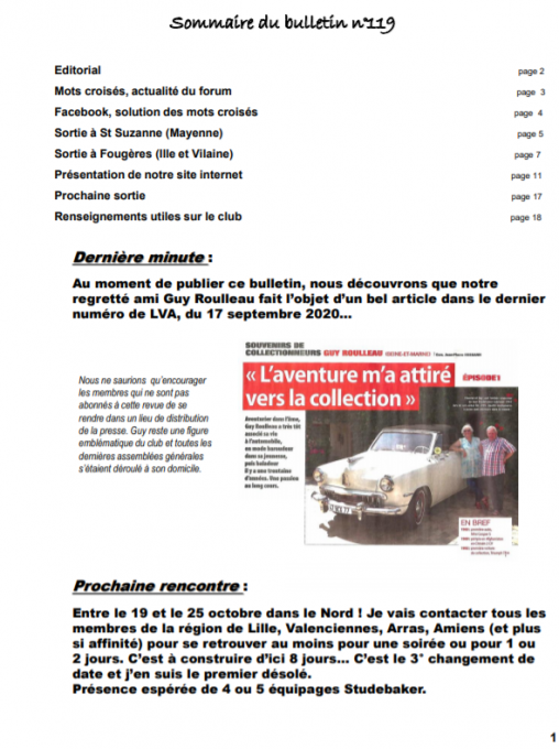 Bulletin n°119 Septembre 2020